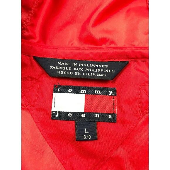 Vintage Tommy Girl Tommy Hilfiger Jeans Windbreaker Jacket Womens Large Red Flag - Picture 5 of 12